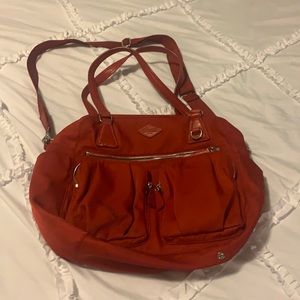MZ Wallace Red Nylon Zip Top Tote